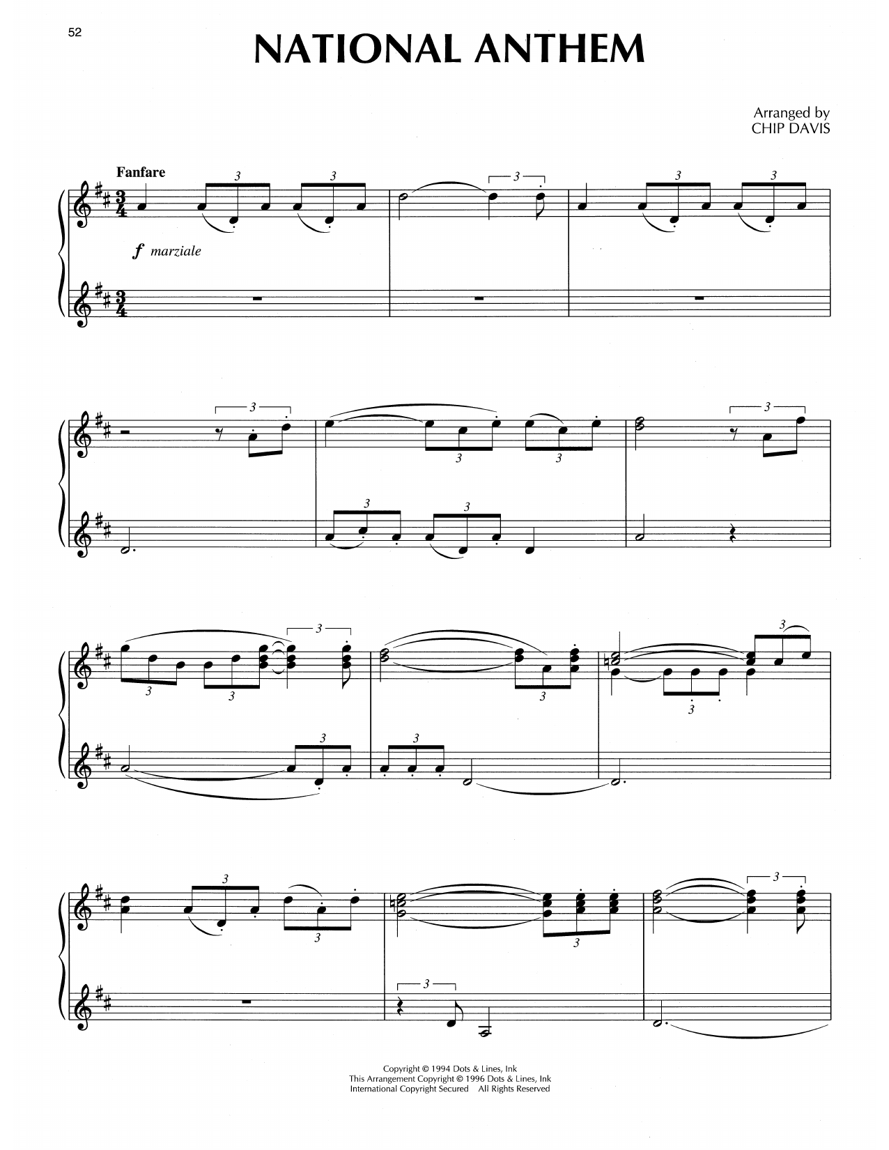 Chip Davis National Anthem sheet music notes and chords. Download Printable PDF.