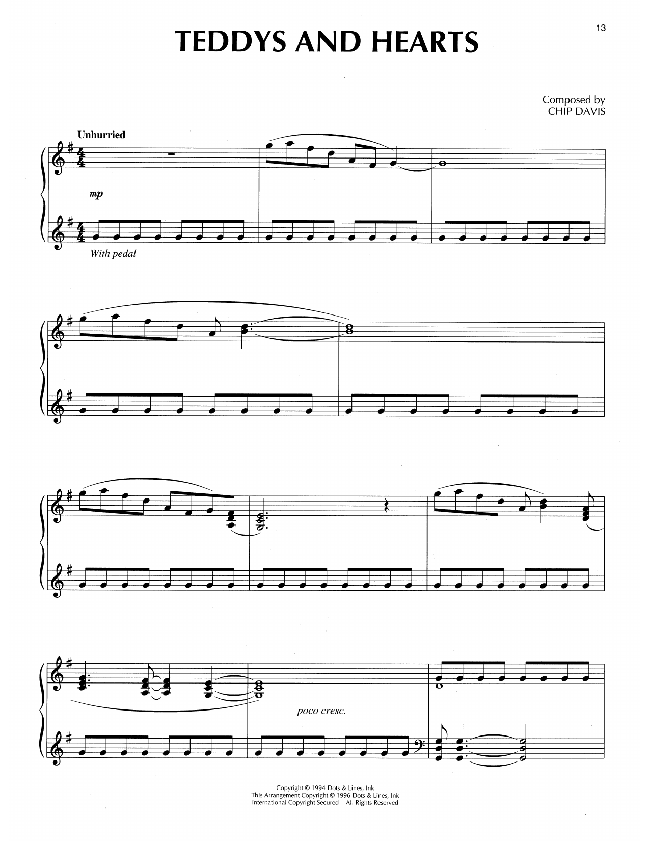 Chip Davis Teddys And Hearts sheet music notes and chords. Download Printable PDF.