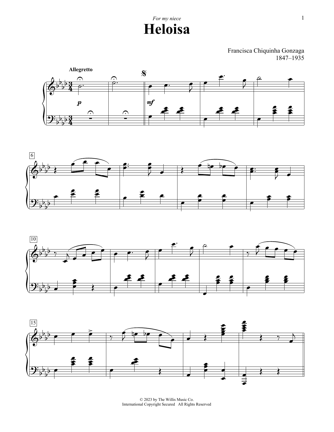 Chiquinha Gonzaga Heloisa sheet music notes and chords. Download Printable PDF.