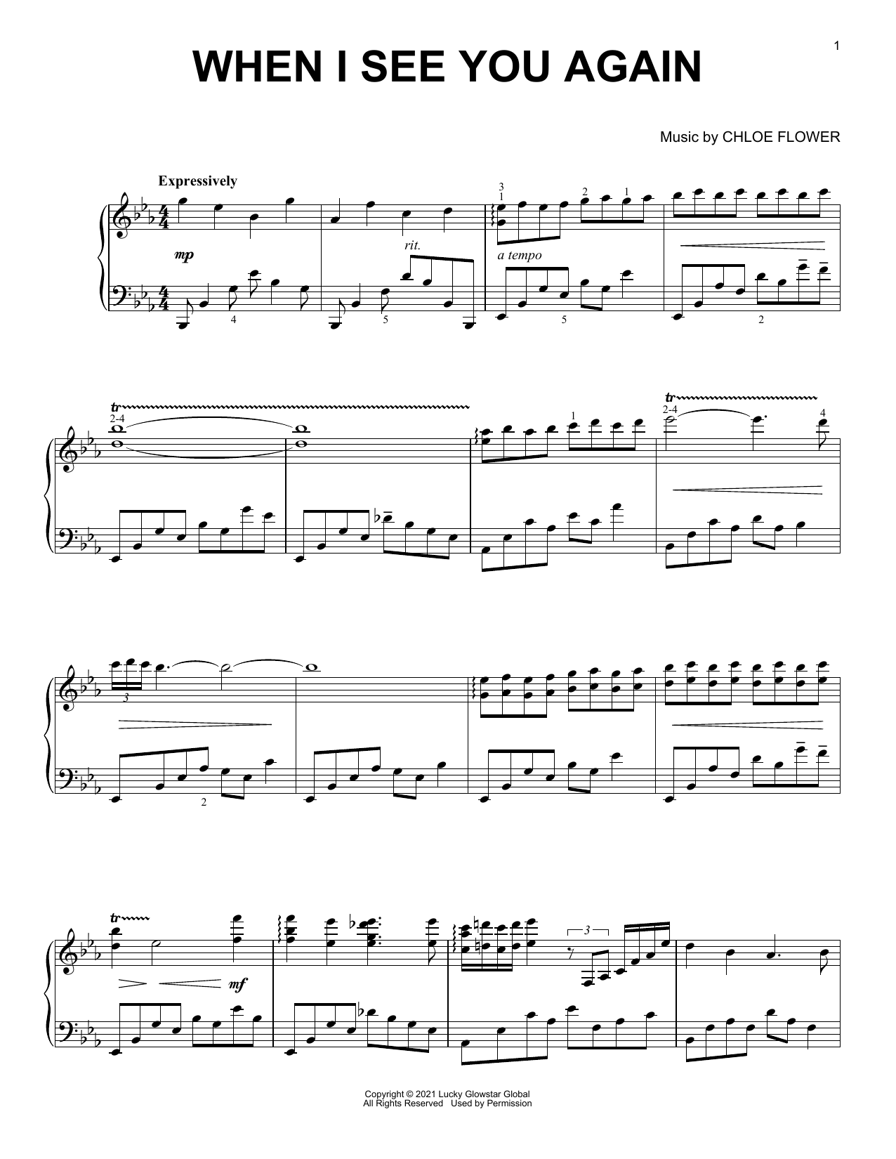 Learn to play Chloe Flower When I See You Again sheet music for Piano Solo in minutes. Price: 7.8900$ Chloe Flower When I See You Again sheet music notes and chords arranged for Piano Solo