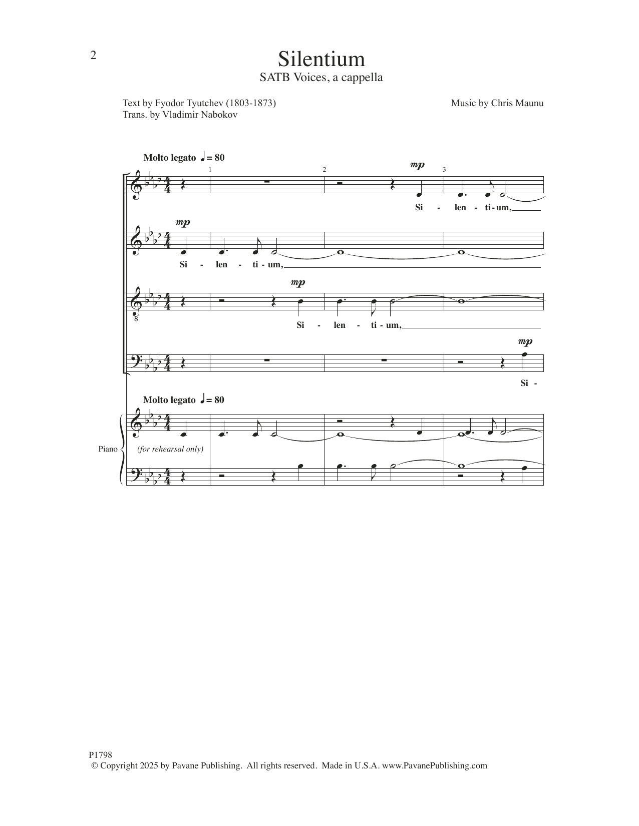 Chris Maunu Silentium sheet music notes and chords. Download Printable PDF.