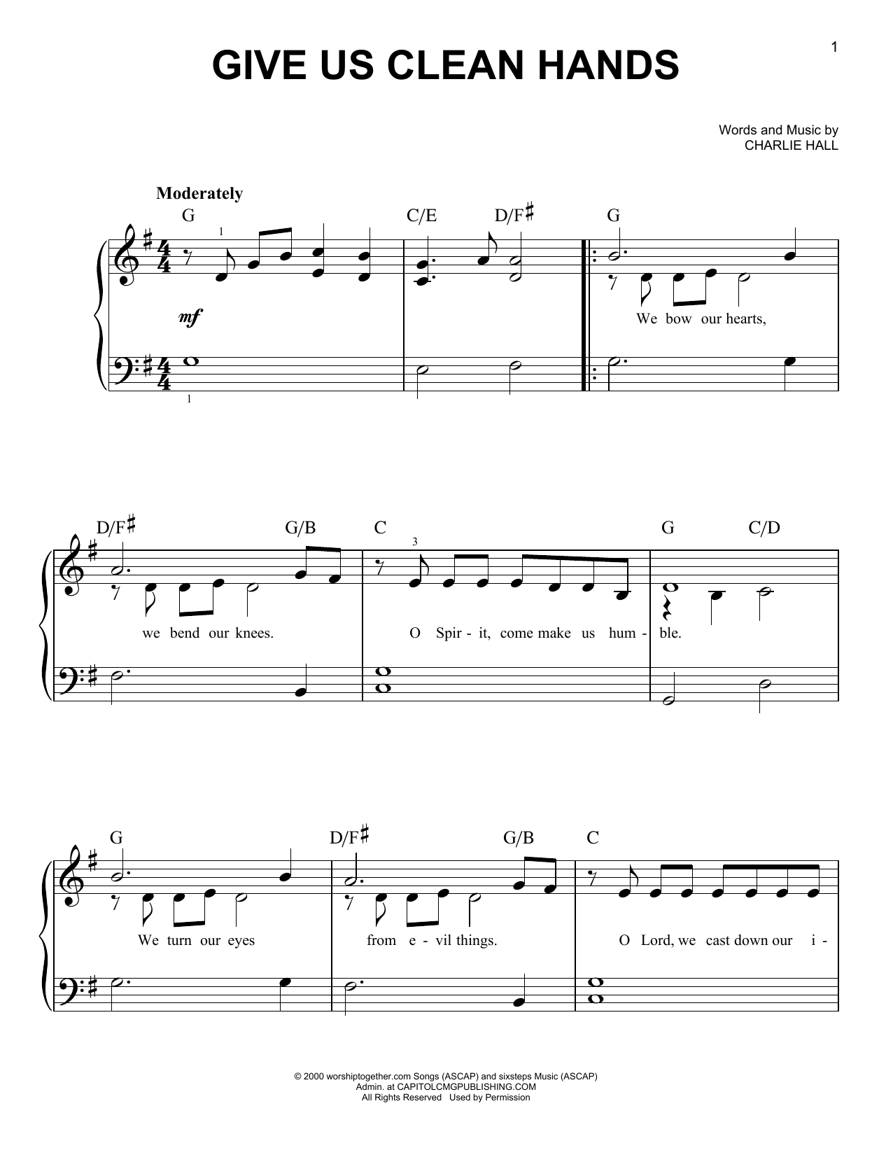 Chris Tomlin Give Us Clean Hands sheet music notes and chords. Download Printable PDF.