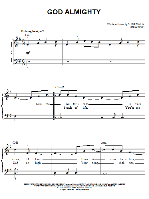 Chris Tomlin God Almighty sheet music notes and chords. Download Printable PDF.