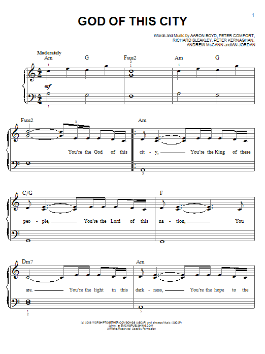 Chris Tomlin God Of This City sheet music notes and chords. Download Printable PDF.