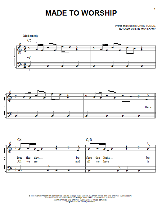 Chris Tomlin Made To Worship sheet music notes and chords. Download Printable PDF.