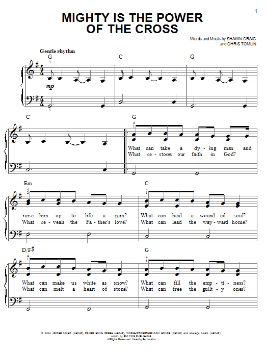 Chris Tomlin Mighty Is The Power Of The Cross sheet music notes and chords. Download Printable PDF.