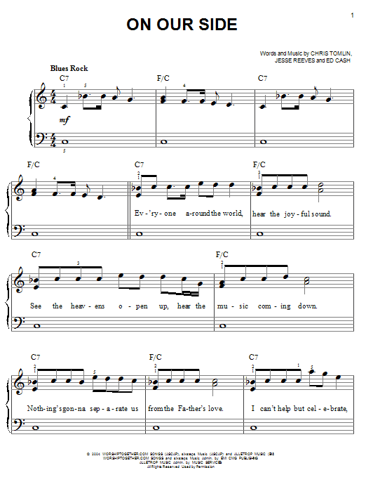 Chris Tomlin On Our Side sheet music notes and chords. Download Printable PDF.