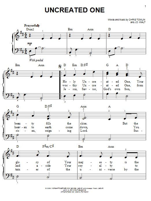 Chris Tomlin Uncreated One sheet music notes and chords. Download Printable PDF.