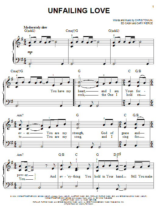 Chris Tomlin Unfailing Love sheet music notes and chords. Download Printable PDF.