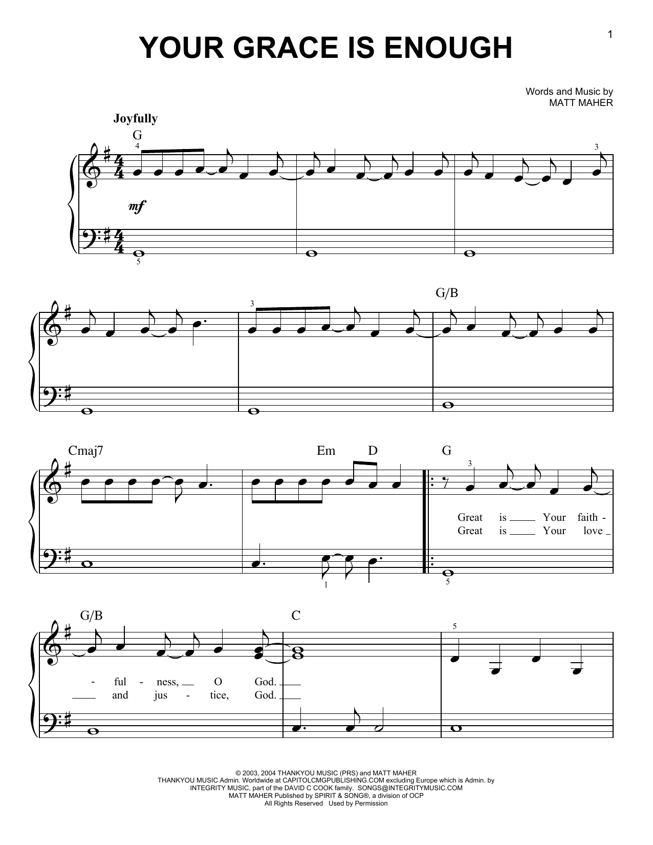 Chris Tomlin Your Grace Is Enough sheet music notes and chords. Download Printable PDF.