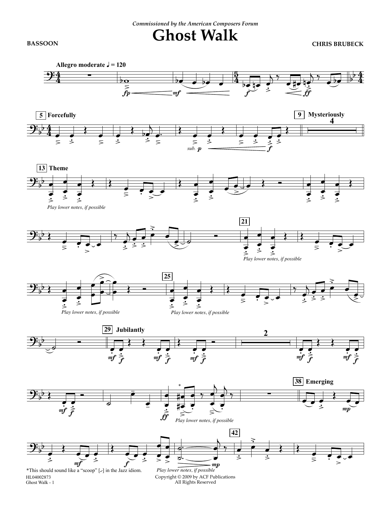 Learn to play Chris Brubeck Ghost Walk - Bassoon sheet music for Concert Band in minutes. Price: 5.9900$ Chris Brubeck Ghost Walk - Bassoon sheet music notes and chords arranged for Concert Band