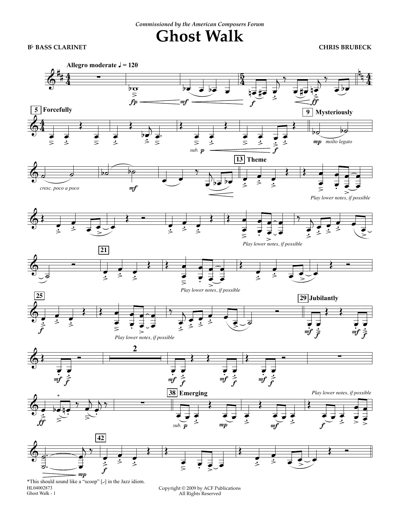 Learn to play Chris Brubeck Ghost Walk - Bb Bass Clarinet sheet music for Concert Band in minutes. Price: 5.9900$ Chris Brubeck Ghost Walk - Bb Bass Clarinet sheet music notes and chords arranged for Concert Band