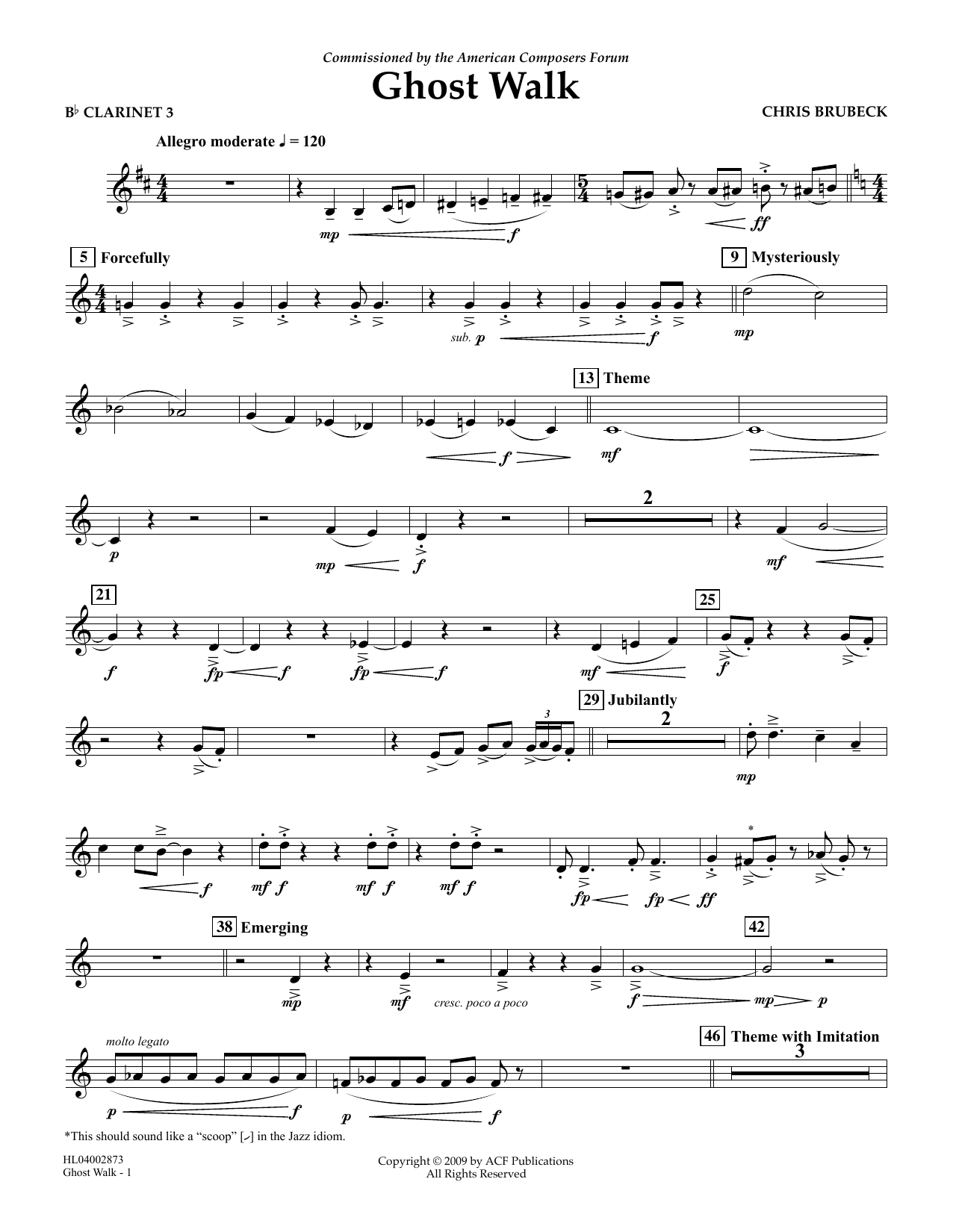 Learn to play Chris Brubeck Ghost Walk - Bb Clarinet 3 sheet music for Concert Band in minutes. Price: 5.9900$ Chris Brubeck Ghost Walk - Bb Clarinet 3 sheet music notes and chords arranged for Concert Band