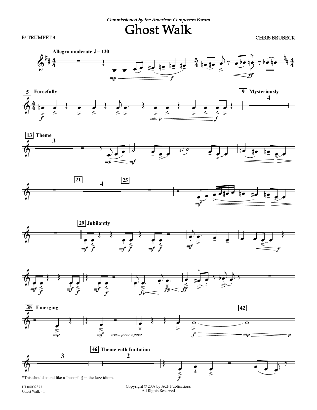 Learn to play Chris Brubeck Ghost Walk - Bb Trumpet 3 sheet music for Concert Band in minutes. Price: 5.9900$ Chris Brubeck Ghost Walk - Bb Trumpet 3 sheet music notes and chords arranged for Concert Band