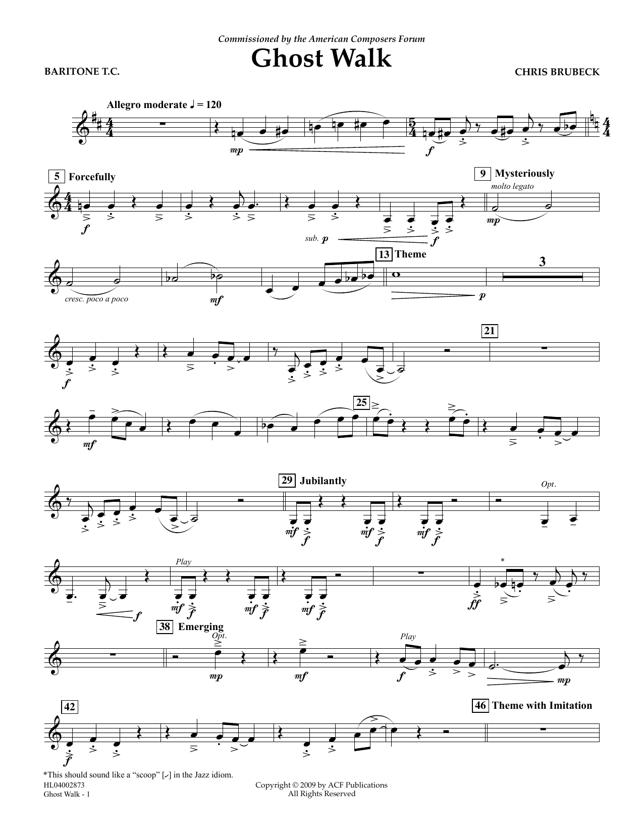 Learn to play Chris Brubeck Ghost Walk - Euphonium in Treble Clef sheet music for Concert Band in minutes. Price: 5.9900$ Chris Brubeck Ghost Walk - Euphonium in Treble Clef sheet music notes and chords arranged for Concert Band