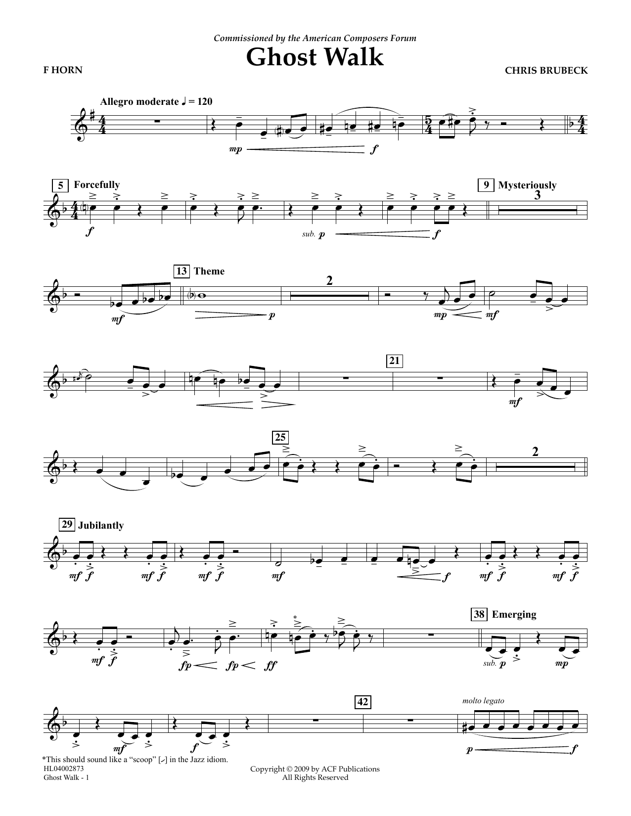 Learn to play Chris Brubeck Ghost Walk - F Horn sheet music for Concert Band in minutes. Price: 5.9900$ Chris Brubeck Ghost Walk - F Horn sheet music notes and chords arranged for Concert Band