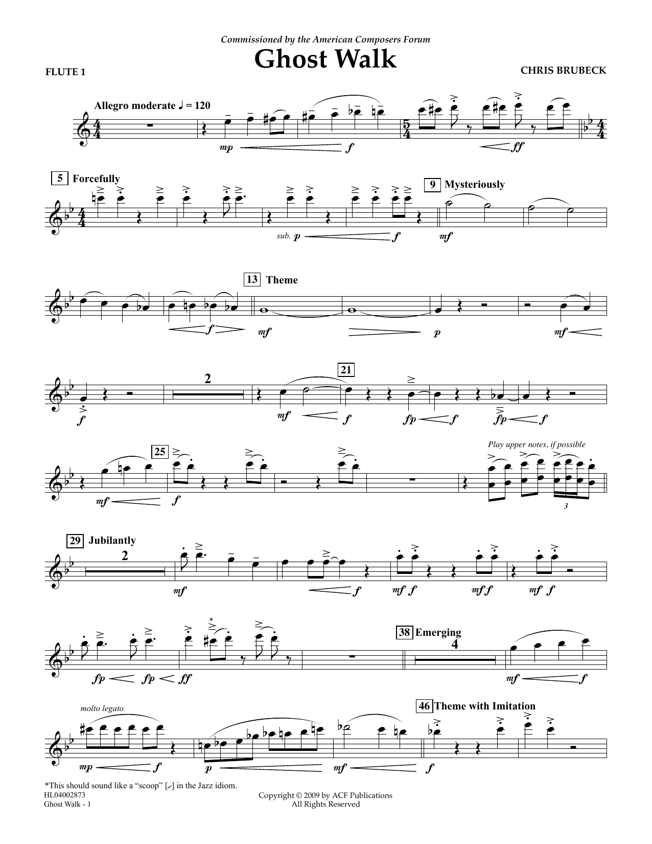 Learn to play Chris Brubeck Ghost Walk - Flute 1 sheet music for Concert Band in minutes. Price: 5.9900$ Chris Brubeck Ghost Walk - Flute 1 sheet music notes and chords arranged for Concert Band