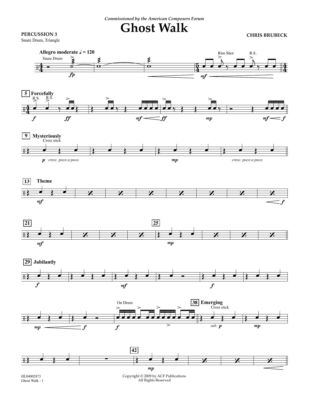 Learn to play Chris Brubeck Ghost Walk - Percussion 3 sheet music for Concert Band in minutes. Price: 5.9900$ Chris Brubeck Ghost Walk - Percussion 3 sheet music notes and chords arranged for Concert Band