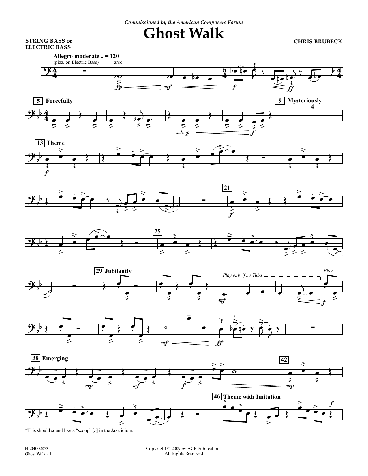 Learn to play Chris Brubeck Ghost Walk - String Bass sheet music for Concert Band in minutes. Price: 5.9900$ Chris Brubeck Ghost Walk - String Bass sheet music notes and chords arranged for Concert Band