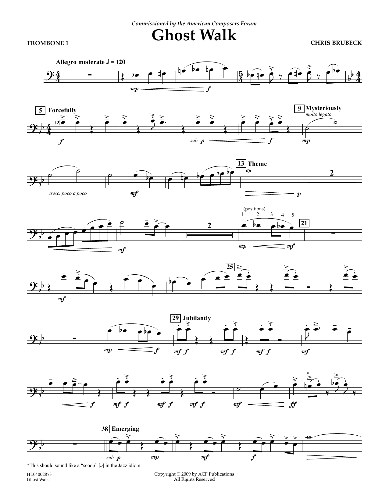 Learn to play Chris Brubeck Ghost Walk - Trombone 1 sheet music for Concert Band in minutes. Price: 5.9900$ Chris Brubeck Ghost Walk - Trombone 1 sheet music notes and chords arranged for Concert Band