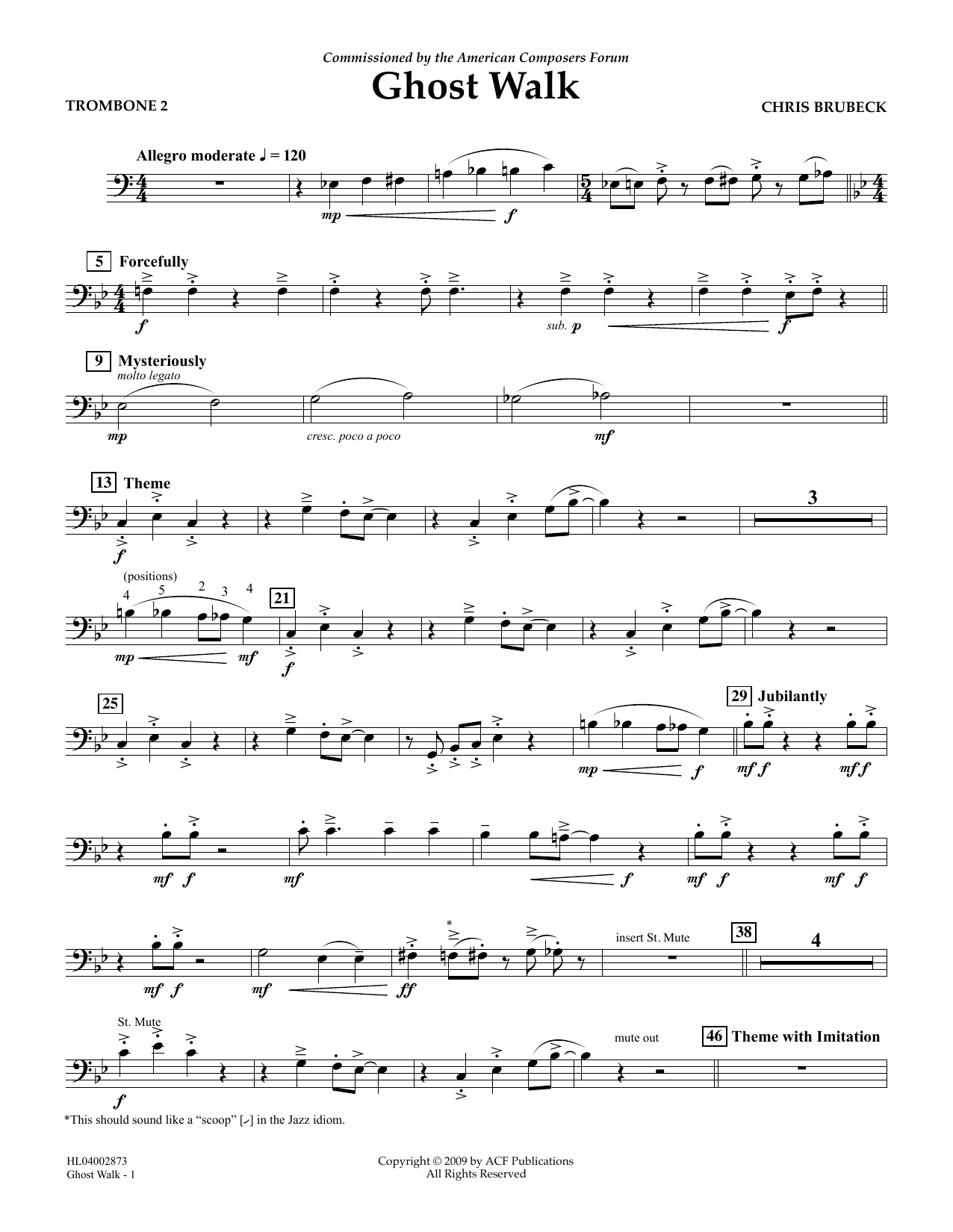 Learn to play Chris Brubeck Ghost Walk - Trombone 2 sheet music for Concert Band in minutes. Price: 5.9900$ Chris Brubeck Ghost Walk - Trombone 2 sheet music notes and chords arranged for Concert Band