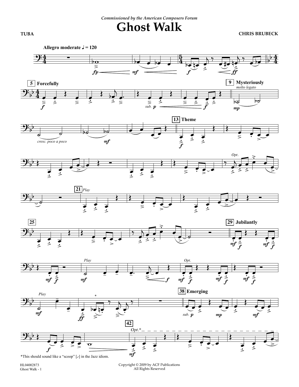 Learn to play Chris Brubeck Ghost Walk - Tuba sheet music for Concert Band in minutes. Price: 5.9900$ Chris Brubeck Ghost Walk - Tuba sheet music notes and chords arranged for Concert Band