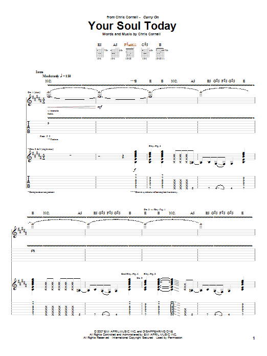 Learn to play Chris Cornell Your Soul Today sheet music for Guitar Tab in minutes. Price: 7.8900$ Chris Cornell Your Soul Today sheet music notes and chords arranged for Guitar Tab