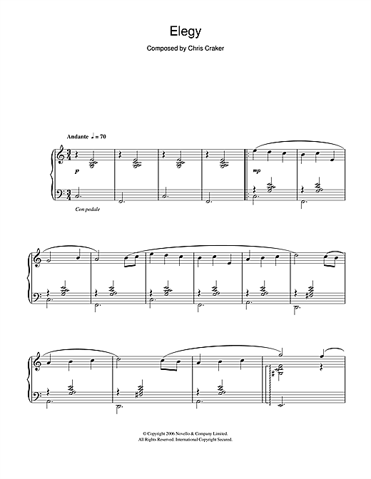 Chris Craker Elegy sheet music notes and chords. Download Printable PDF.