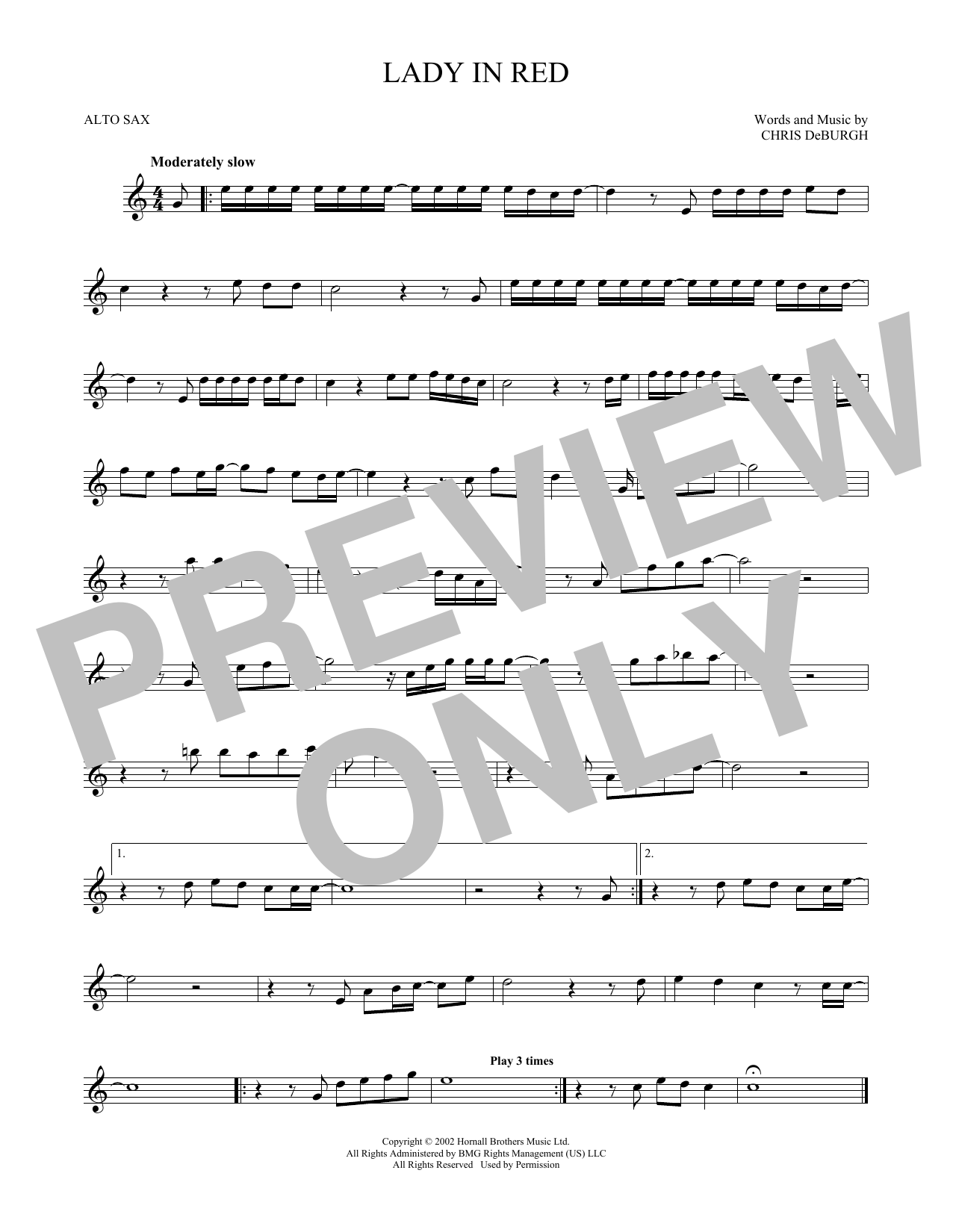 Chris Deburgh Lady In Red Sheet Music Download Printable Pdf Score Sku