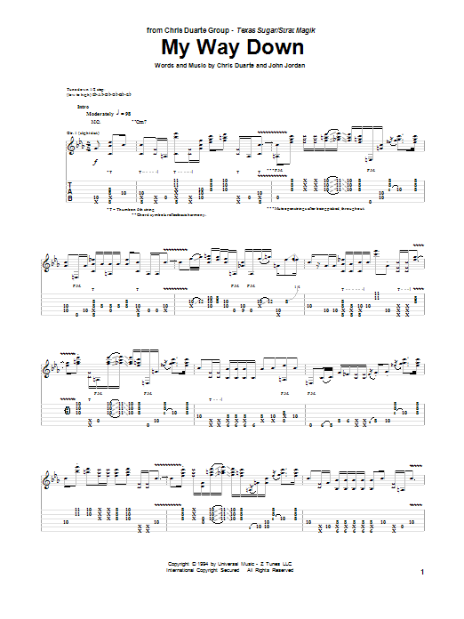 Chris Duarte My Way Down sheet music notes and chords. Download Printable PDF.