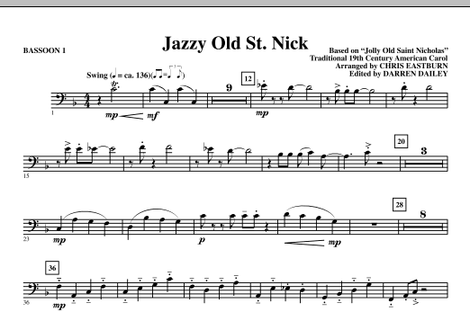 Learn to play Chris Eastburn Jazzy Old St. Nick - Bassoon 1 sheet music for Choir Instrumental Pak in minutes. Chris Eastburn Jazzy Old St. Nick - Bassoon 1 sheet music notes and chords. Download Printable PDF.