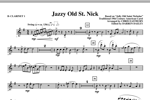 Learn to play Chris Eastburn Jazzy Old St. Nick - Bb Clarinet 1 sheet music for Choir Instrumental Pak in minutes. Chris Eastburn Jazzy Old St. Nick - Bb Clarinet 1 sheet music notes and chords. Download Printable PDF.