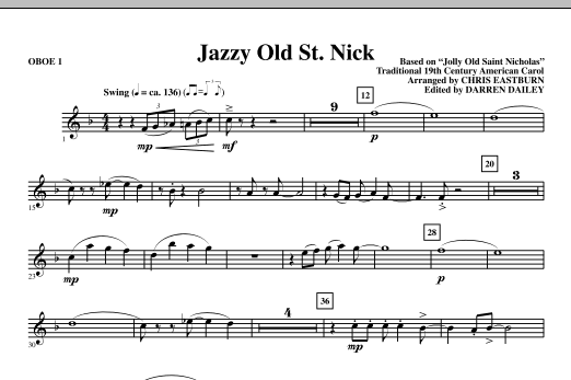 Learn to play Chris Eastburn Jazzy Old St. Nick - Oboe 1 sheet music for Choir Instrumental Pak in minutes. Chris Eastburn Jazzy Old St. Nick - Oboe 1 sheet music notes and chords. Download Printable PDF.