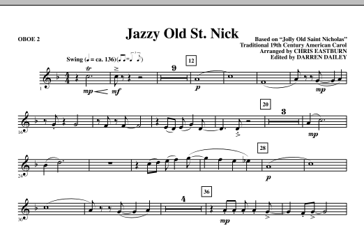 Learn to play Chris Eastburn Jazzy Old St. Nick - Oboe 2 sheet music for Choir Instrumental Pak in minutes. Chris Eastburn Jazzy Old St. Nick - Oboe 2 sheet music notes and chords. Download Printable PDF.