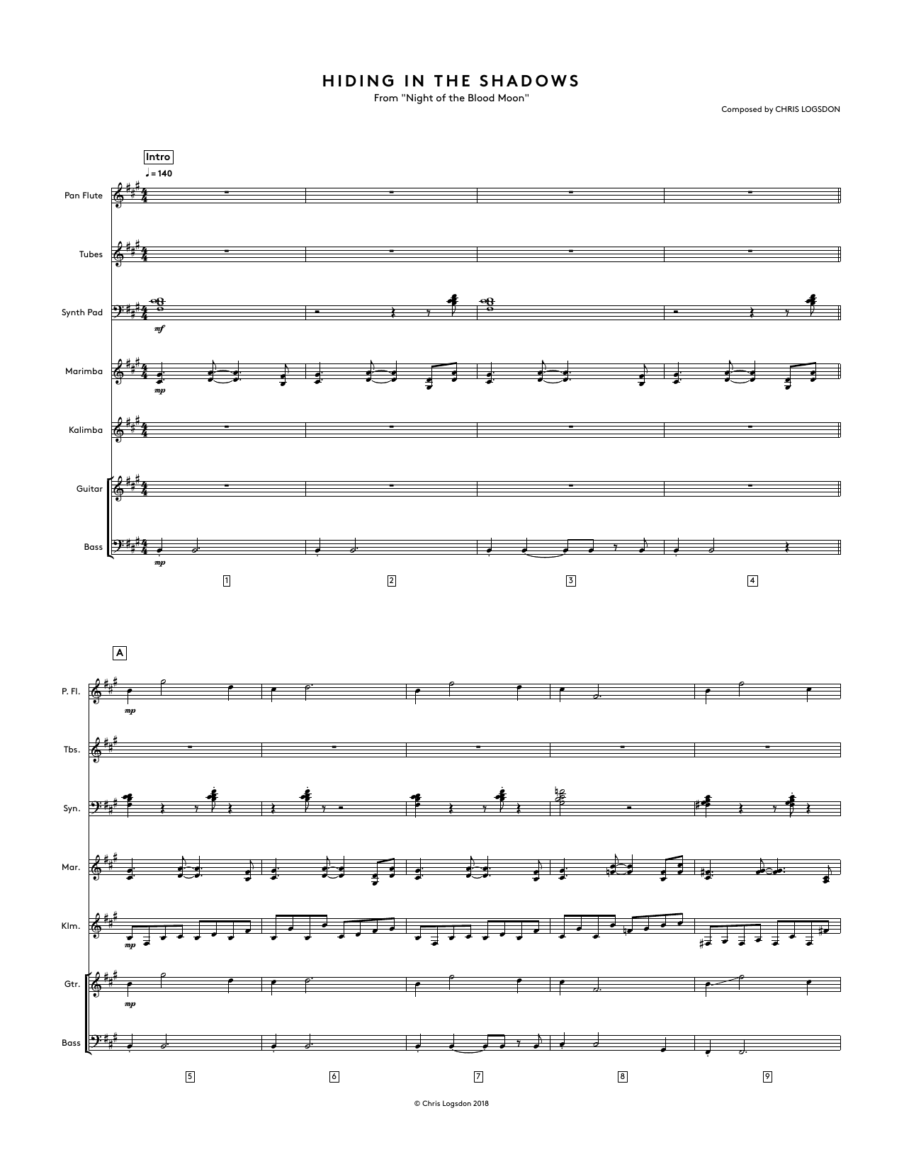 Learn to play Chris Logsdon Hiding In The Shadows (from Night of the Blood Moon) - Full Score sheet music for Performance Ensemble in minutes. Price: 44.9900$ Chris Logsdon Hiding In The Shadows (from Night of the Blood Moon) - Full Score sheet music notes and chords arranged for Performance Ensemble