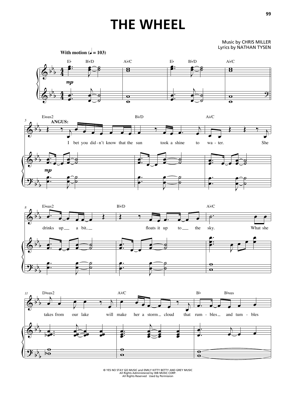 Chris Miller The Wheel sheet music notes and chords. Download Printable PDF.