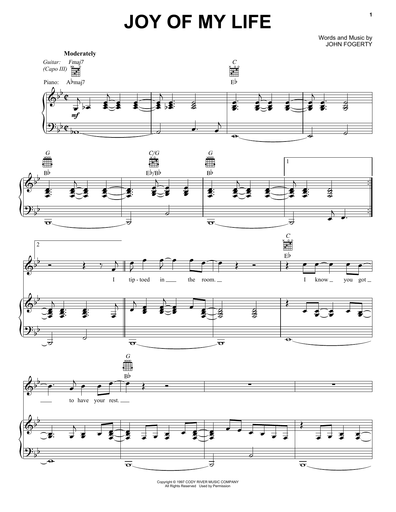 Chris Stapleton "Joy Of My Life" Sheet Music Notes, Chords Download
