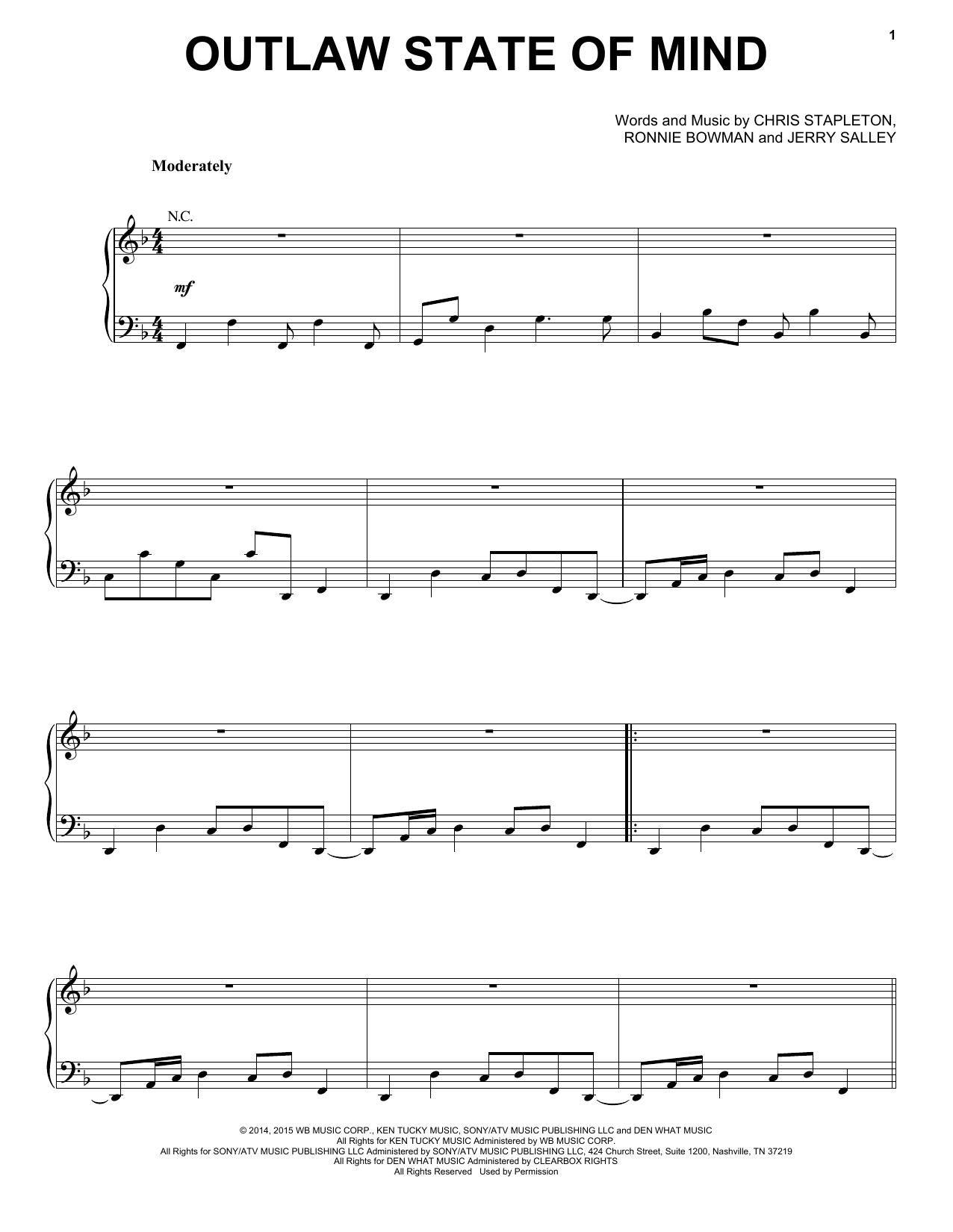 Learn to play Chris Stapleton Outlaw State Of Mind sheet music for Piano, Vocal & Guitar Chords (Right-Hand Melody) in minutes. Price: 7.8900$ Chris Stapleton Outlaw State Of Mind sheet music notes and chords arranged for Piano, Vocal & Guitar Chords (Right-Hand Melody)