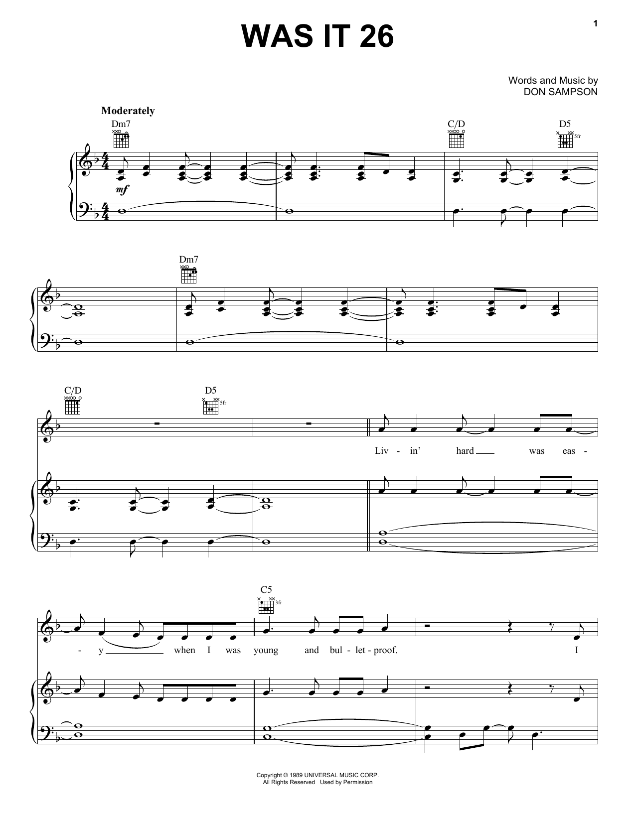 Chris Stapleton Was It 26 sheet music notes and chords. Download Printable PDF.