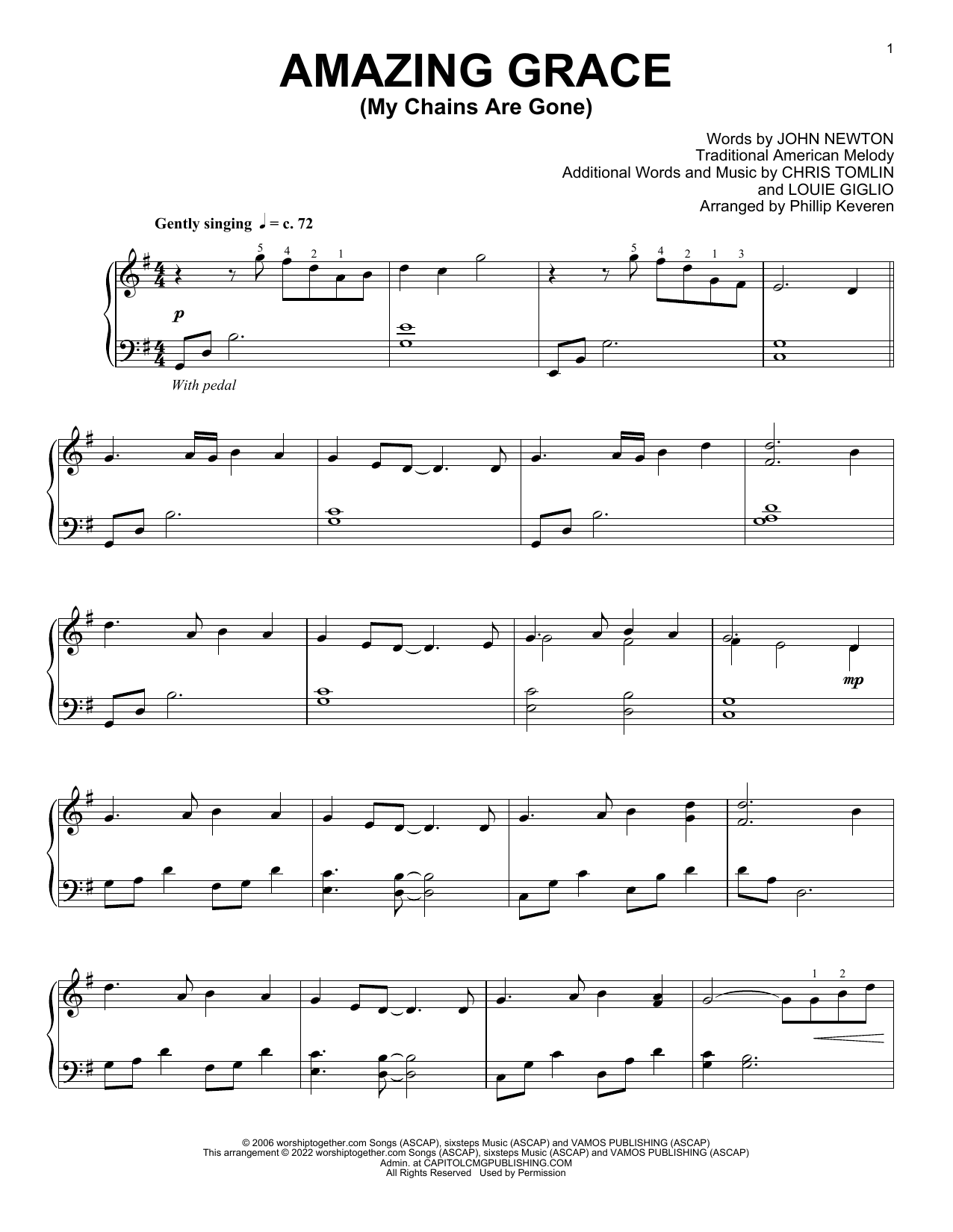 Chris Tomlin "Amazing Grace (My Chains Are Gone) (arr. Phillip Keveren