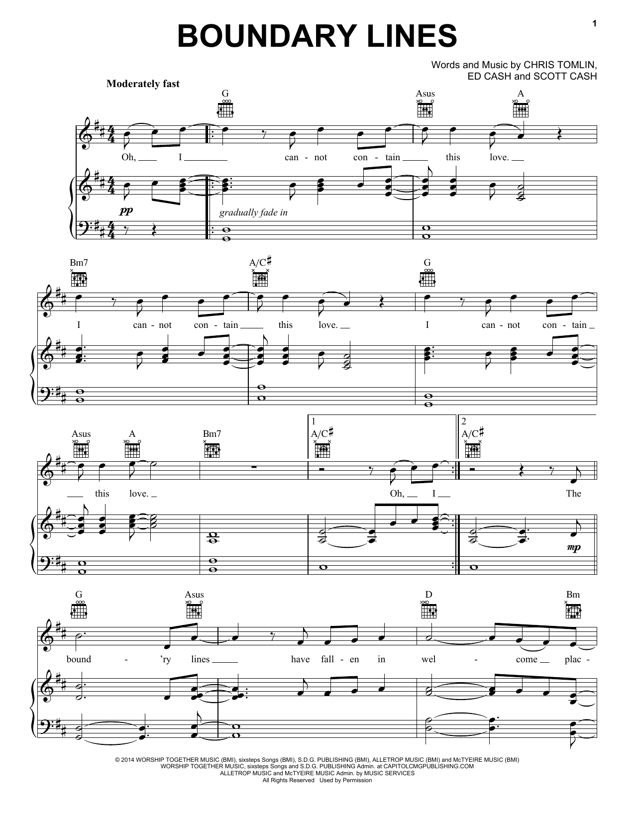 Chris Tomlin Boundary Lines sheet music notes and chords. Download Printable PDF.