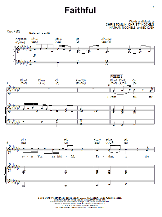 Chris Tomlin Faithful sheet music notes and chords. Download Printable PDF.