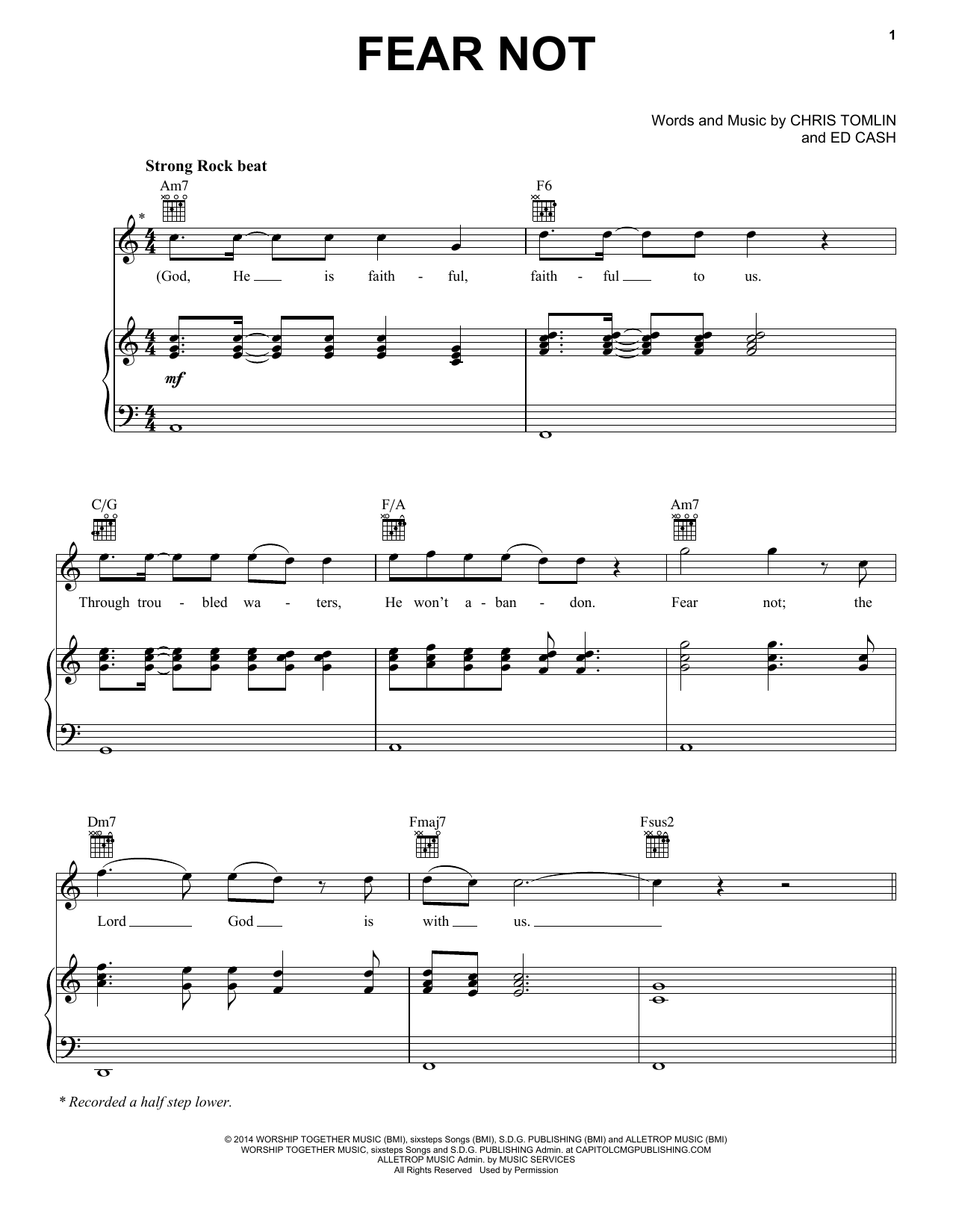 Chris Tomlin Fear Not sheet music notes and chords. Download Printable PDF.