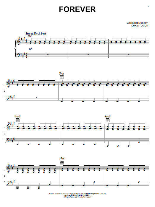 Learn to play Chris Tomlin Forever sheet music for Big Note Piano in minutes. Chris Tomlin Forever sheet music notes and chords. Download Printable PDF.
