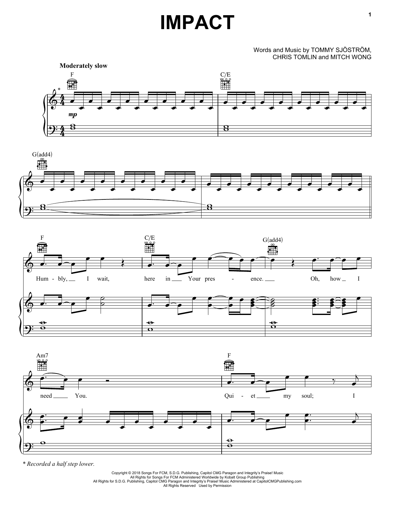 Chris Tomlin Impact sheet music notes and chords. Download Printable PDF.