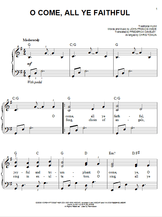 Chris Tomlin O Come, All Ye Faithful sheet music notes and chords. Download Printable PDF.
