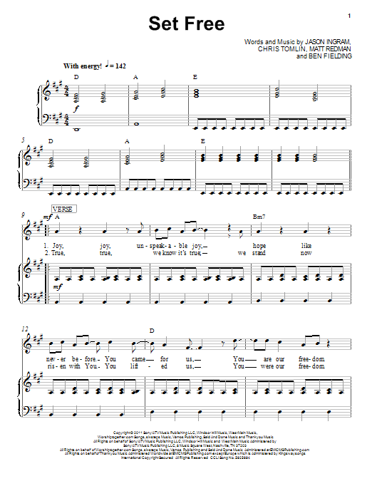 Chris Tomlin Set Free sheet music notes and chords. Download Printable PDF.