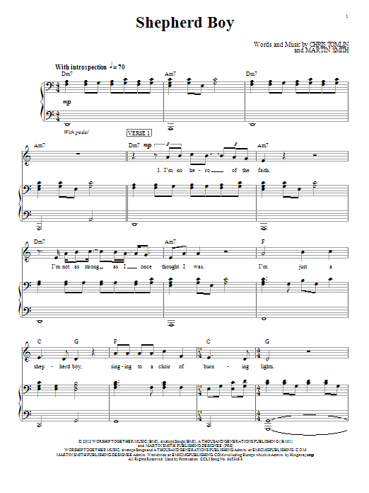 Chris Tomlin Shepherd Boy sheet music notes and chords. Download Printable PDF.