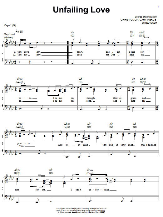 Chris Tomlin Unfailing Love sheet music notes and chords. Download Printable PDF.