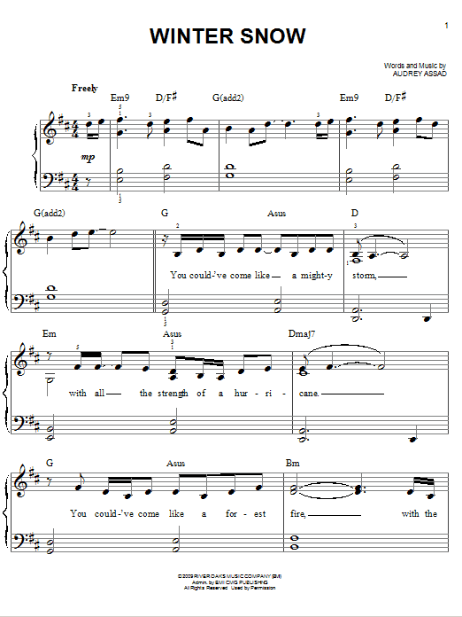 Chris Tomlin Winter Snow sheet music notes and chords. Download Printable PDF.